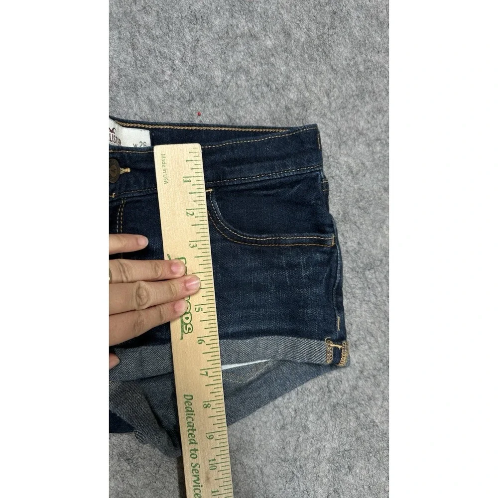 VTG Y2K Hollister Micro Mini Denim Booty Shorts Size 3/26 Rolled Hem Festival 90